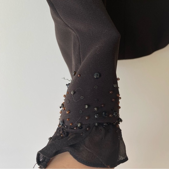 Tahari Arthur S. Levine Button Front Blazer Chiffon Cuffs With Sequins - Picture 8 of 16